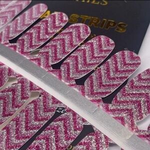 Rarity Nails Chevron Glam Nail Strips 18 Double Ended Strips Glitter Barbie New